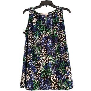 Kasper Women's Size Lg Multi Printed Keyhole Sleeveless Top Preowned